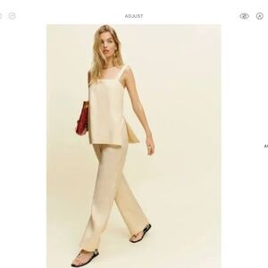 Reformation Kristen Linen Two Piece Ivory - Size L